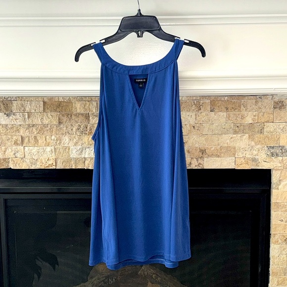 Torrid Studio Knit High Neck Keyhole Tank Top Blue Blouse 1X - Picture 2 of 4